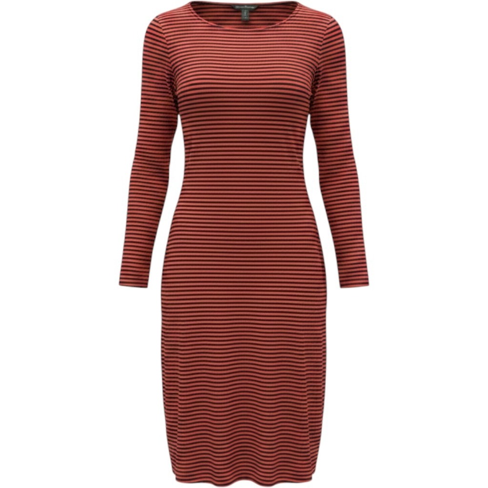 Tommy Bahama Womens orange Black Striped Long Sleeve Rayon Blend T-Shirt Dress L